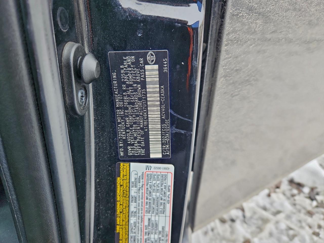2007 TOYOTA CAMRY CE photo 12