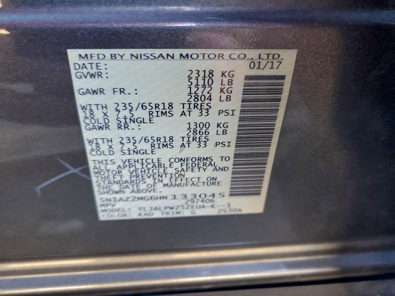 2017 NISSAN MURANO S photo 13