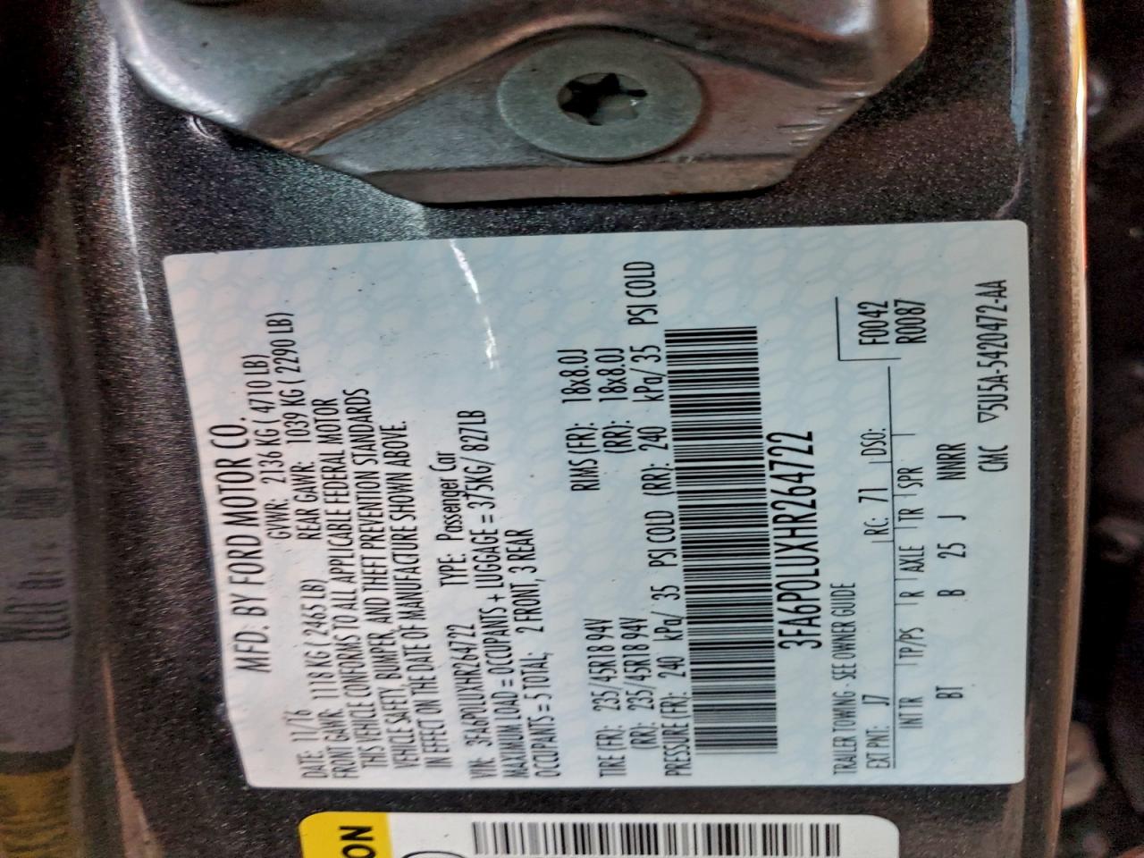 2017 FORD FUSION SE HYBRID photo 12