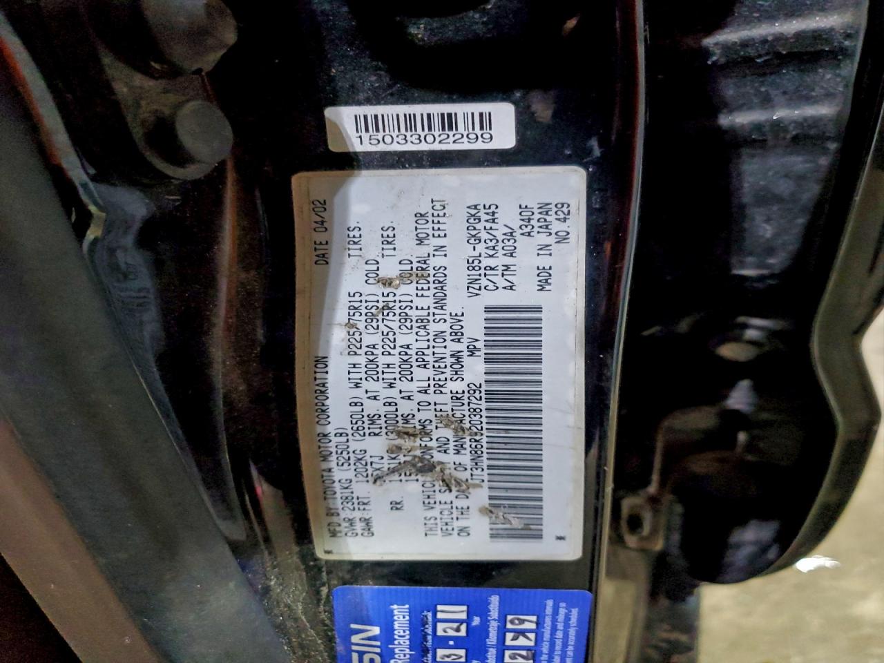 2002 TOYOTA 4RUNNER SR5 photo 14