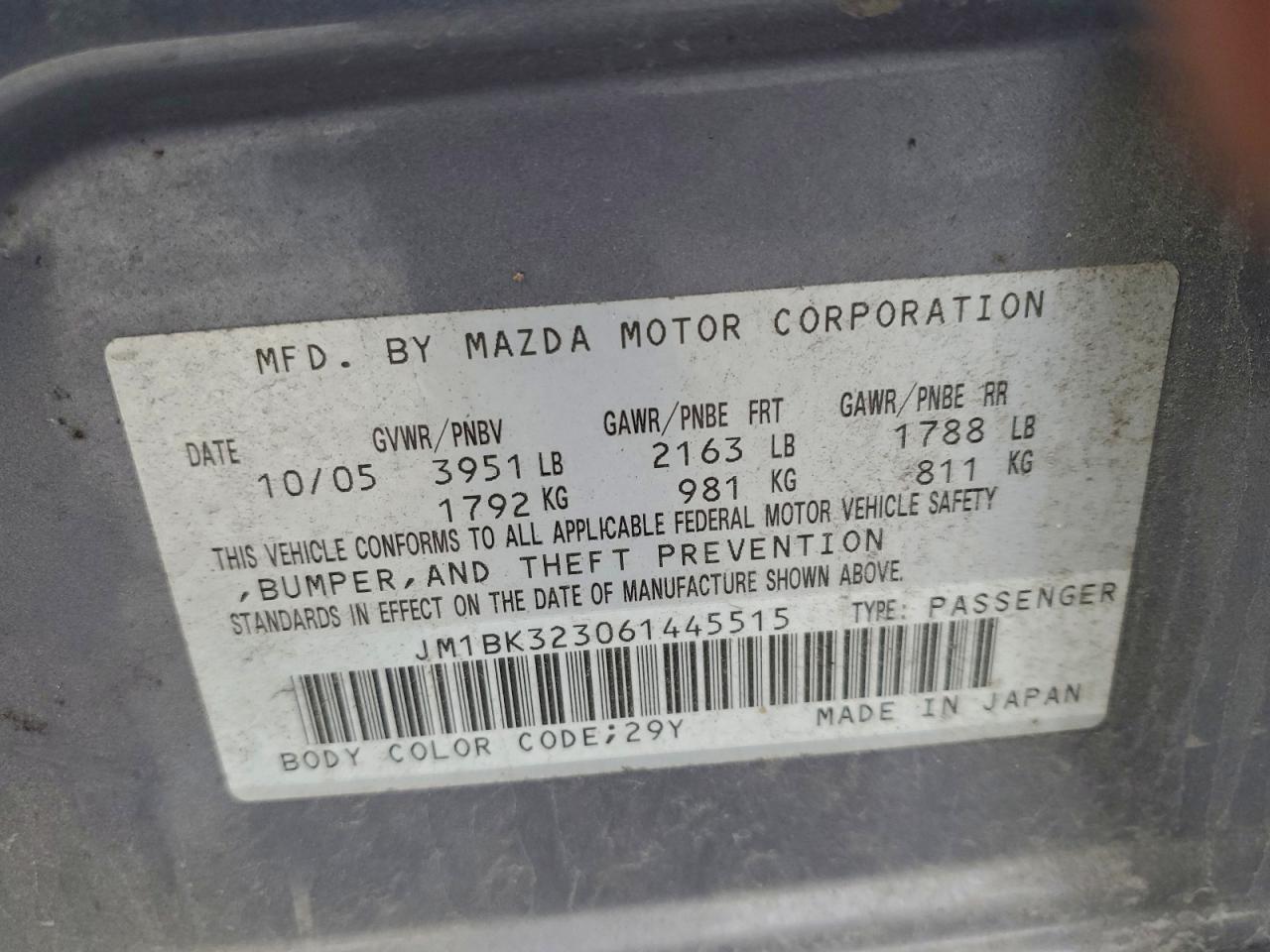 2006 MAZDA 3 S photo 12
