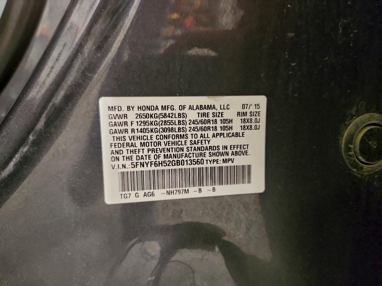 2016 HONDA PILOT EXL photo 13