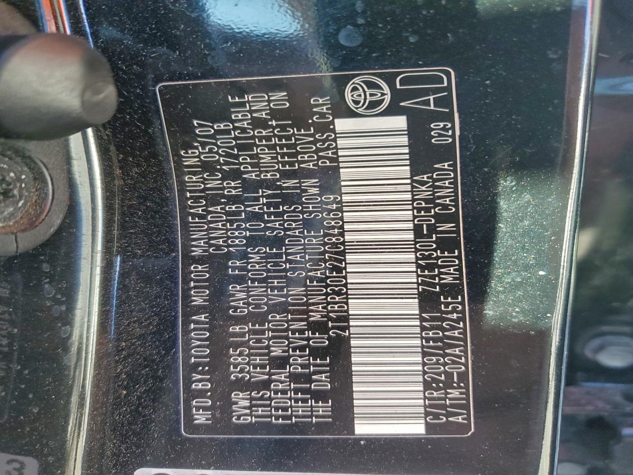 2007 TOYOTA COROLLA CE photo 12