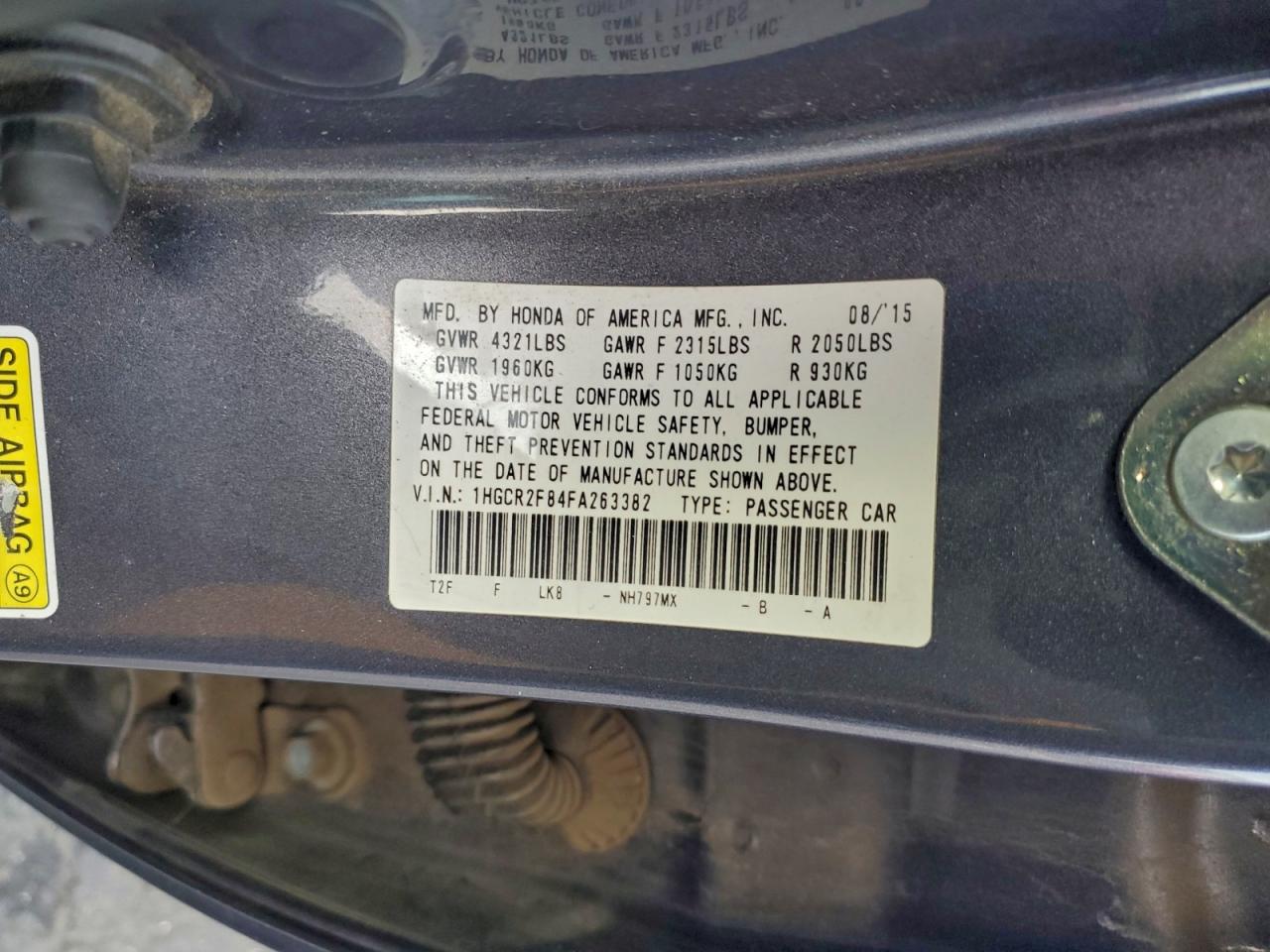 2015 HONDA ACCORD EXL photo 12