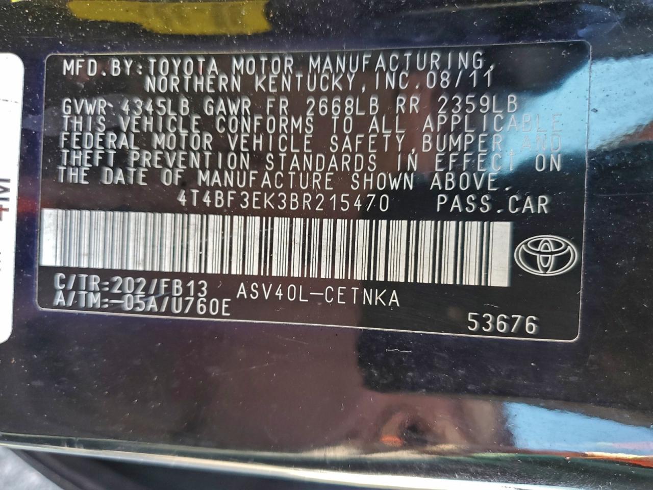 2011 TOYOTA CAMRY BASE photo 23
