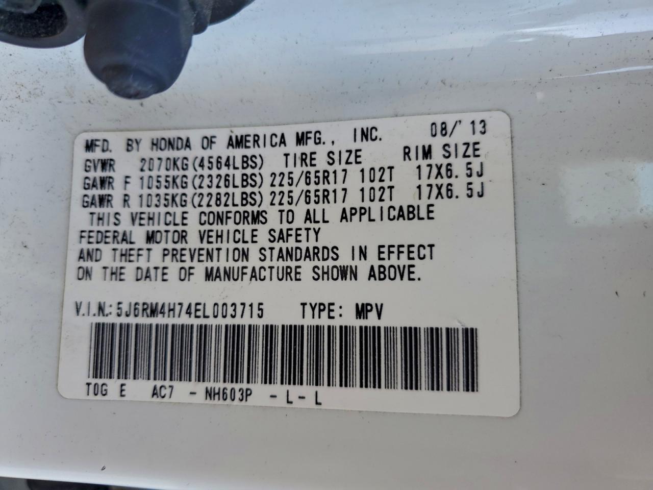 2014 HONDA CR-V EXL photo 13