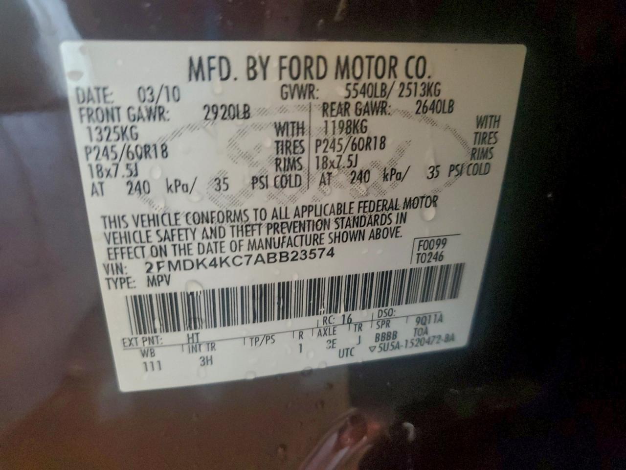 2010 FORD EDGE LIMITED photo 13