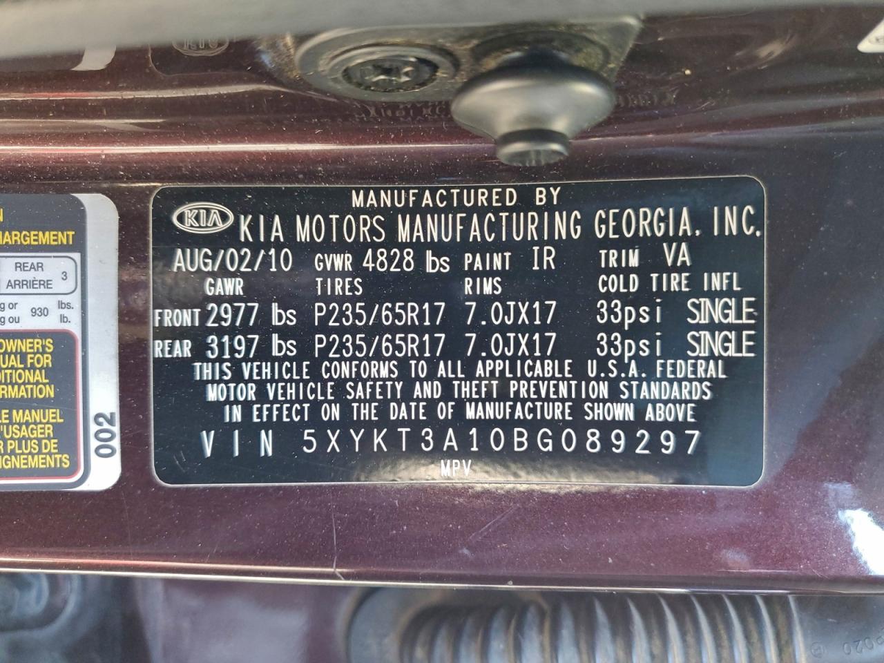 2011 KIA SORENTO BASE photo 13