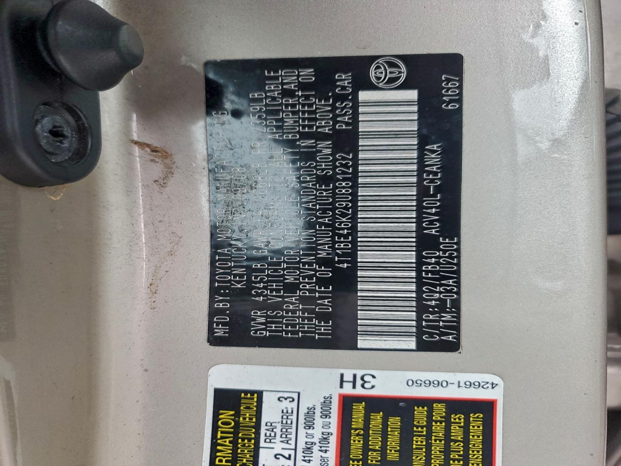 2009 TOYOTA CAMRY BASE photo 12