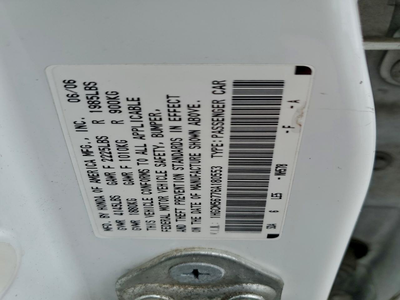 2006 HONDA ACCORD EX photo 12