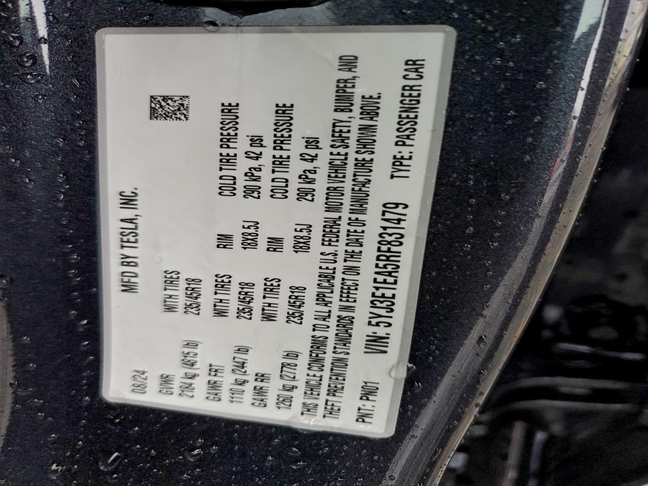 2024 TESLA MODEL 3 photo 12