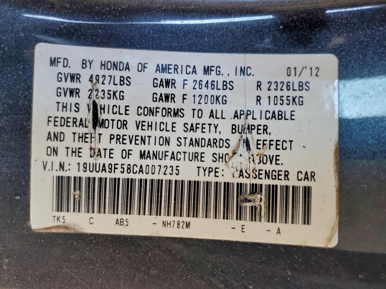 2012 ACURA TL photo 12