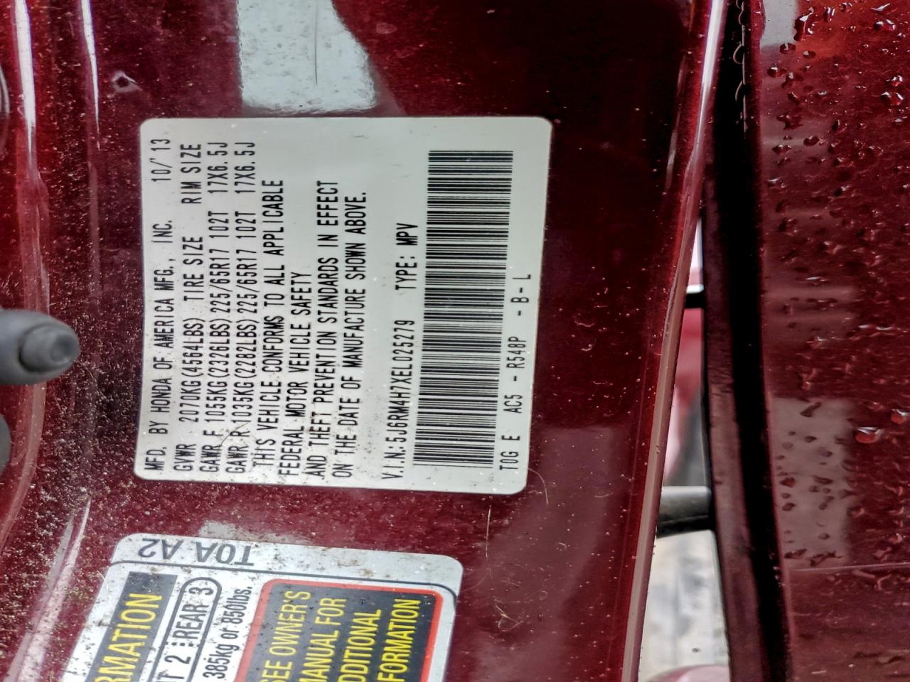 2014 HONDA CR-V EXL photo 14
