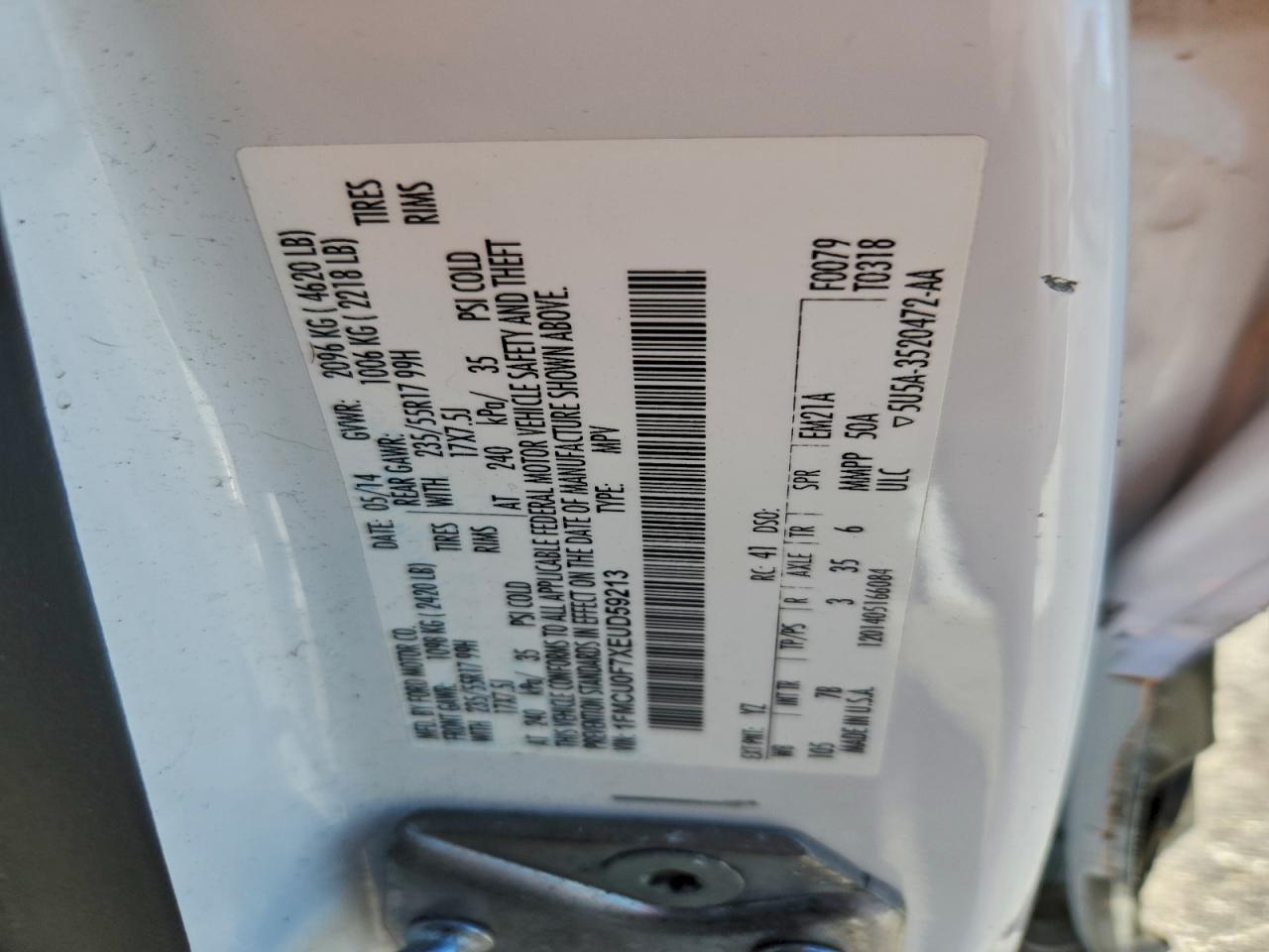 2014 FORD ESCAPE S photo 14