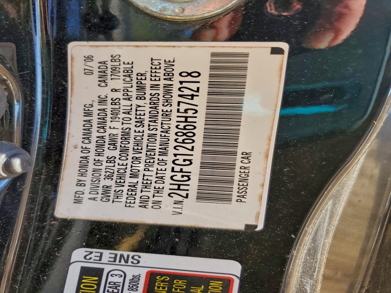 2006 HONDA CIVIC LX photo 12