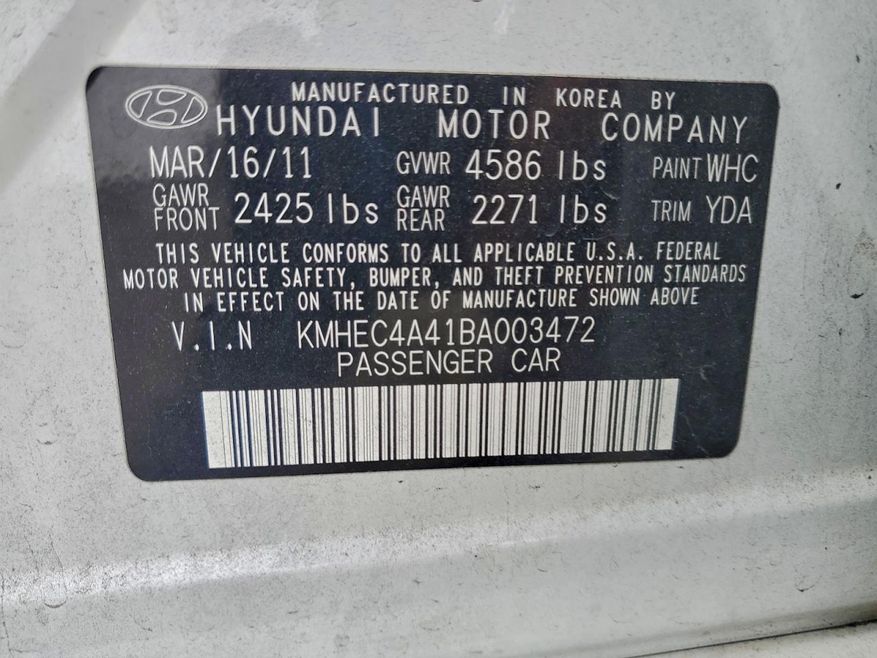 2011 HYUNDAI SONATA HYBRID photo 13