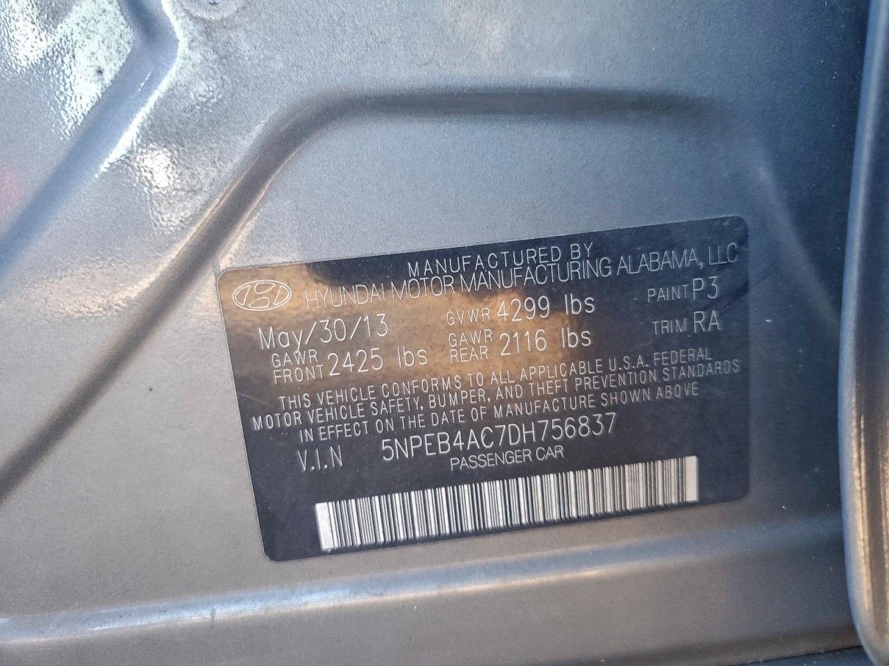 2013 HYUNDAI SONATA GLS photo 12