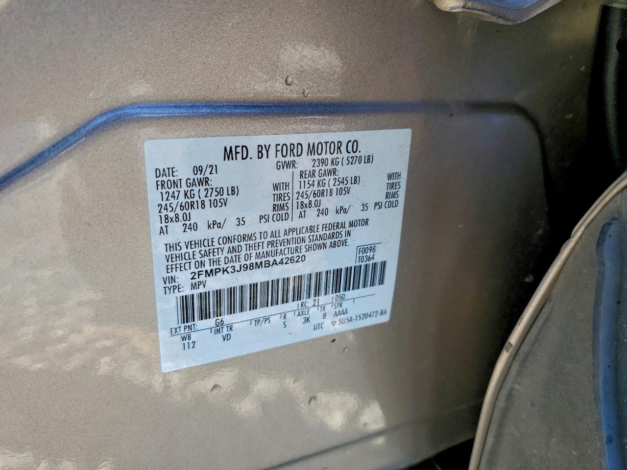 2021 FORD EDGE SEL photo 14