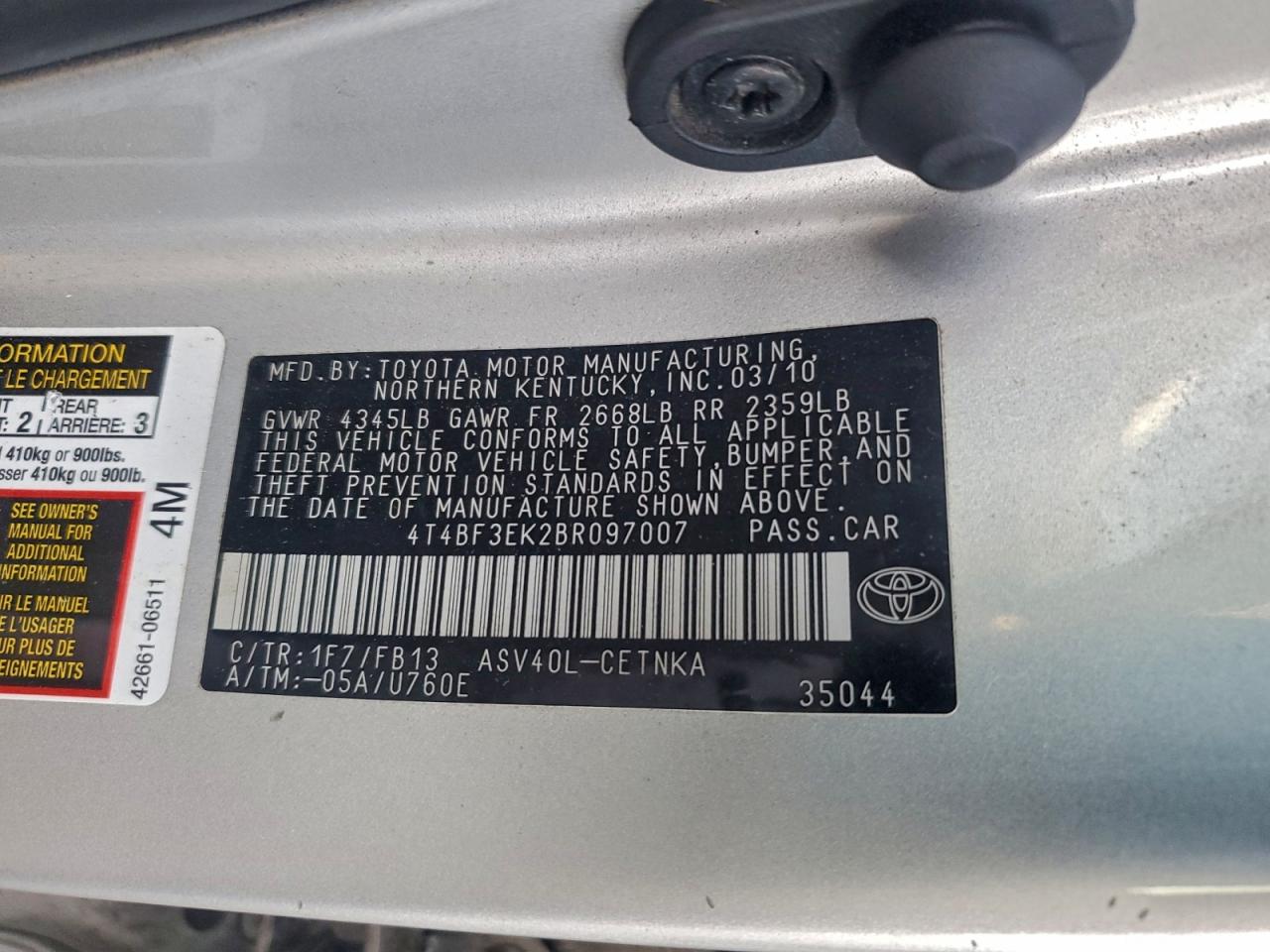 2011 TOYOTA CAMRY BASE photo 12