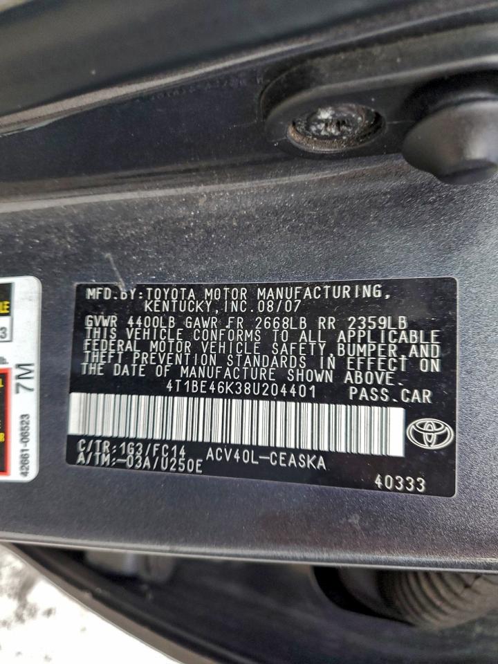 2008 TOYOTA CAMRY CE photo 12