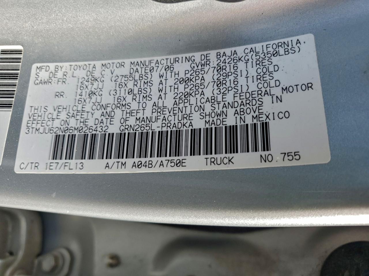 2006 TOYOTA TACOMA DOUBLE CAB PRERUNNER photo 12