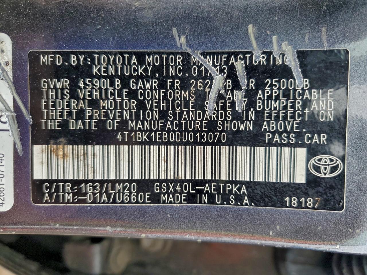 2013 TOYOTA AVALON BASE photo 12