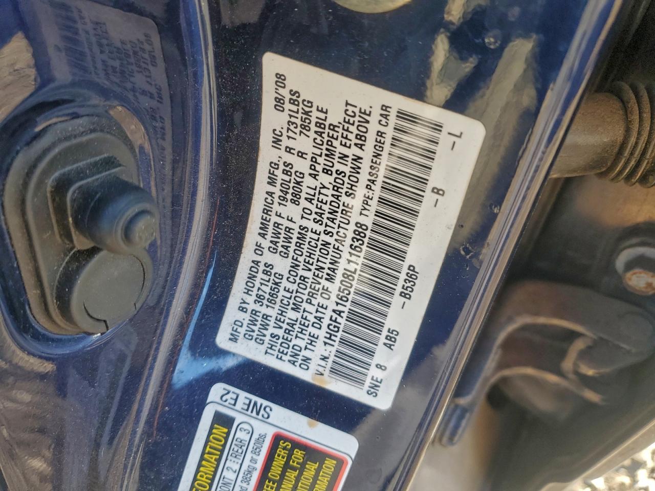 2008 HONDA CIVIC LX photo 12