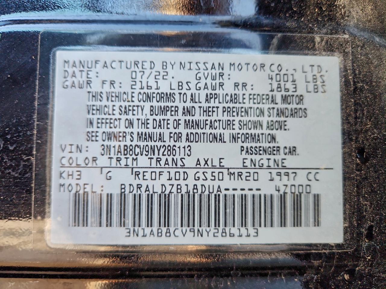 2022 NISSAN SENTRA SV photo 10