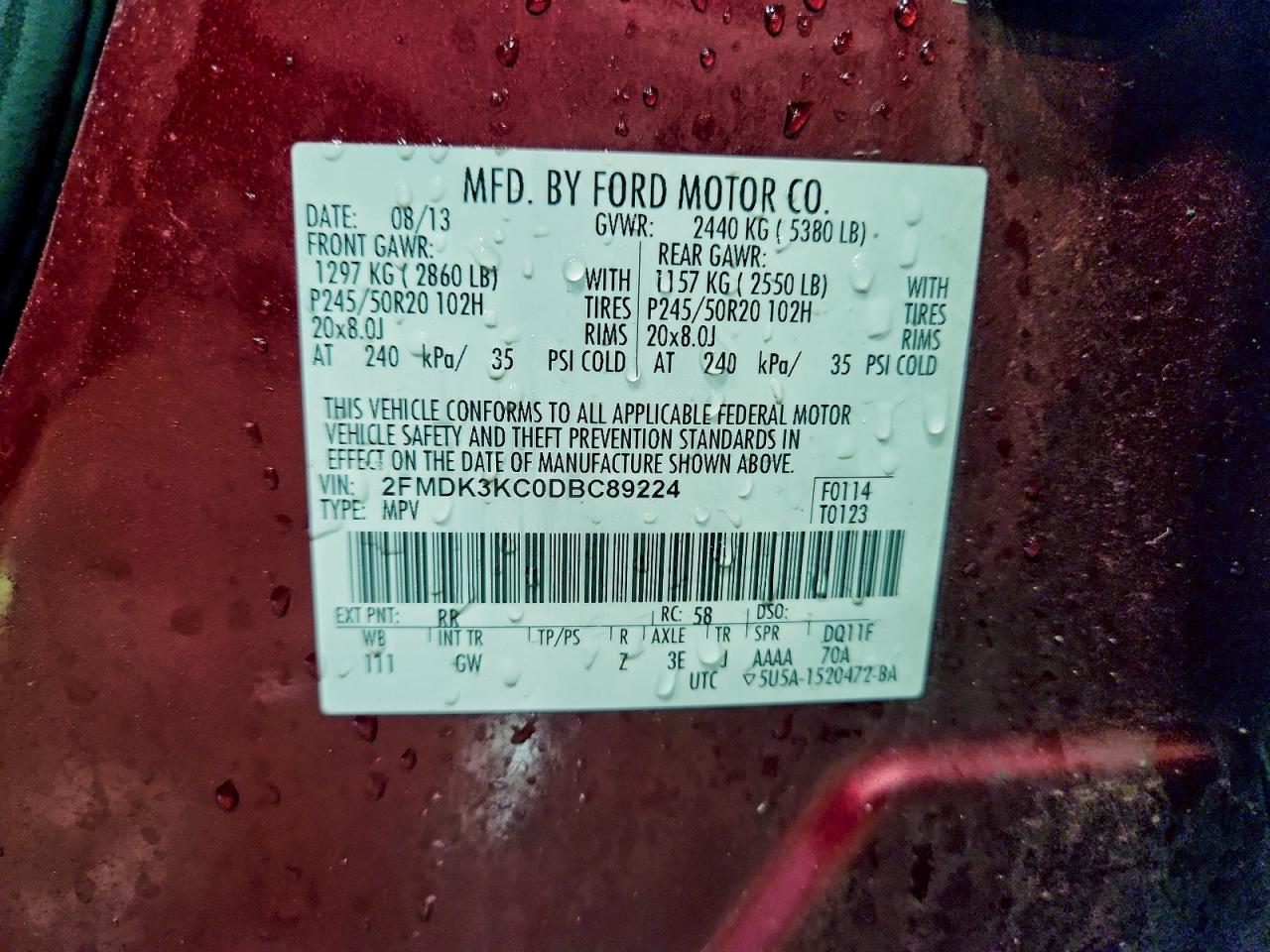 2013 FORD EDGE LIMITED photo 14