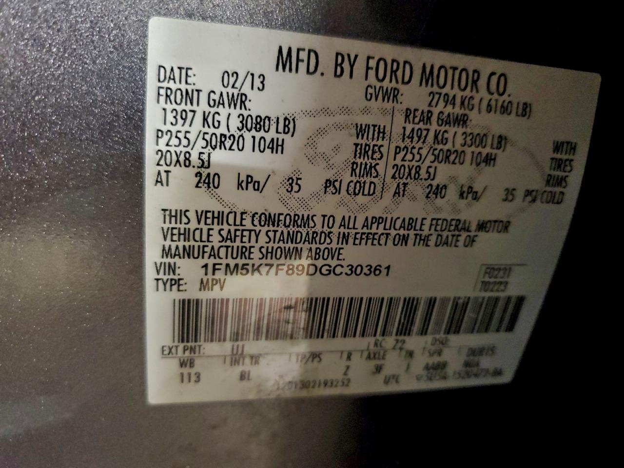 2013 FORD EXPLORER LIMITED photo 13