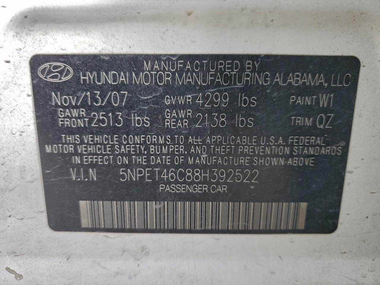 2008 HYUNDAI SONATA GLS photo 12