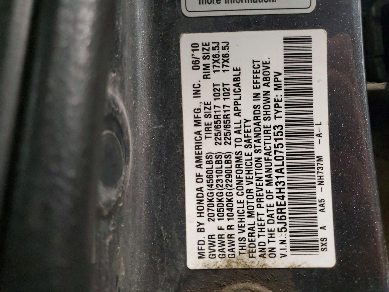 2010 HONDA CR-V LX photo 13
