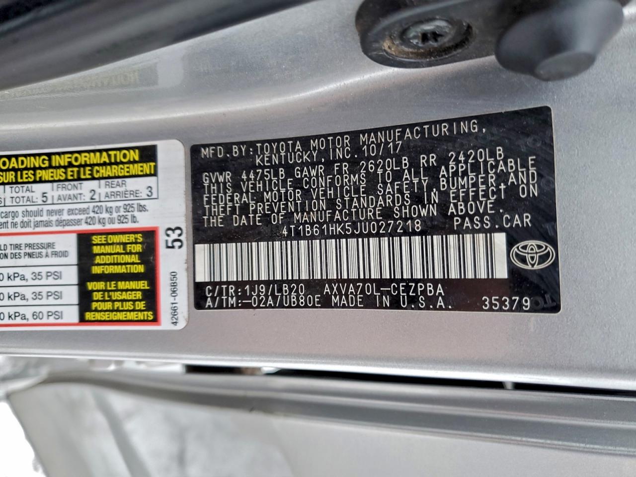 2018 TOYOTA CAMRY XSE photo 25