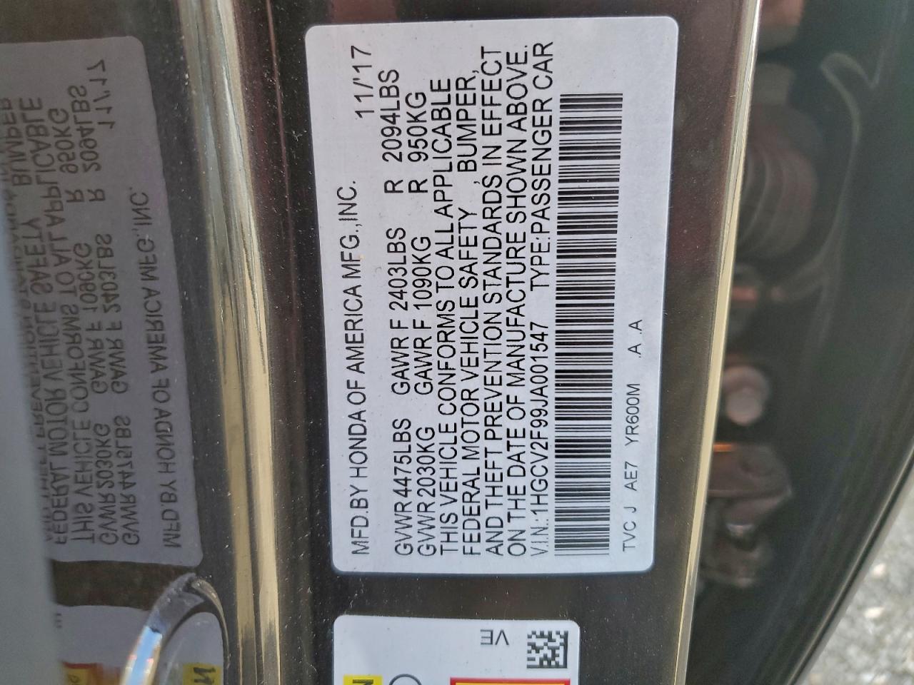 2018 HONDA ACCORD TOURING photo 12