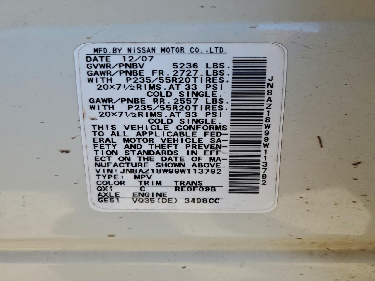 2009 NISSAN MURANO S photo 13