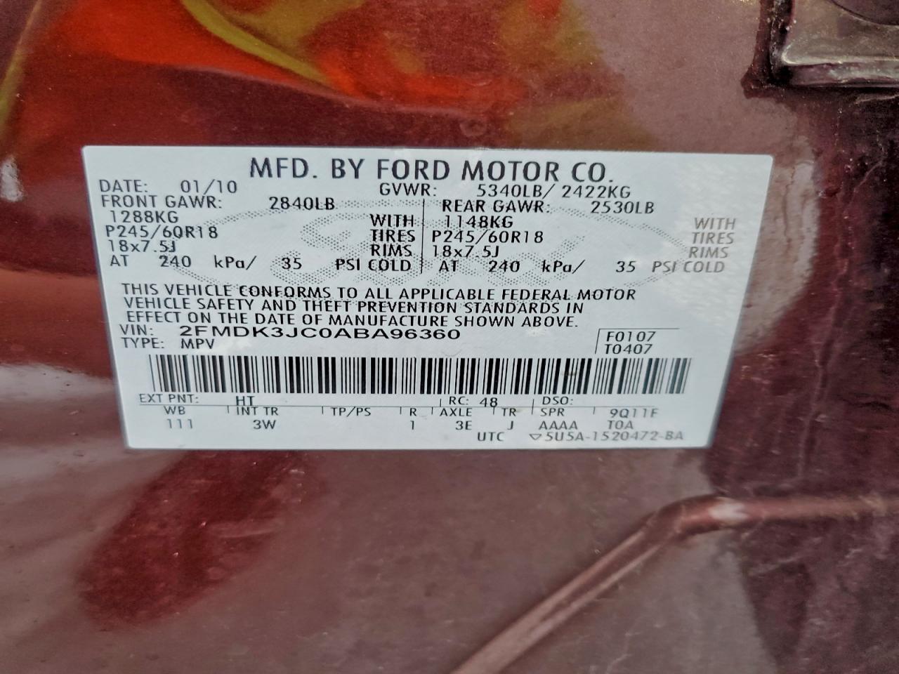 2010 FORD EDGE SEL photo 40