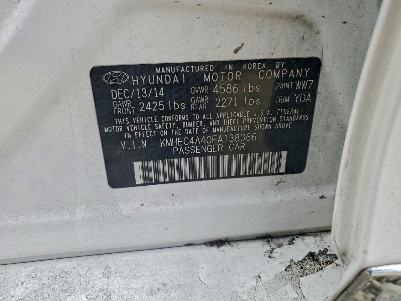 2015 HYUNDAI SONATA HYBRID photo 12