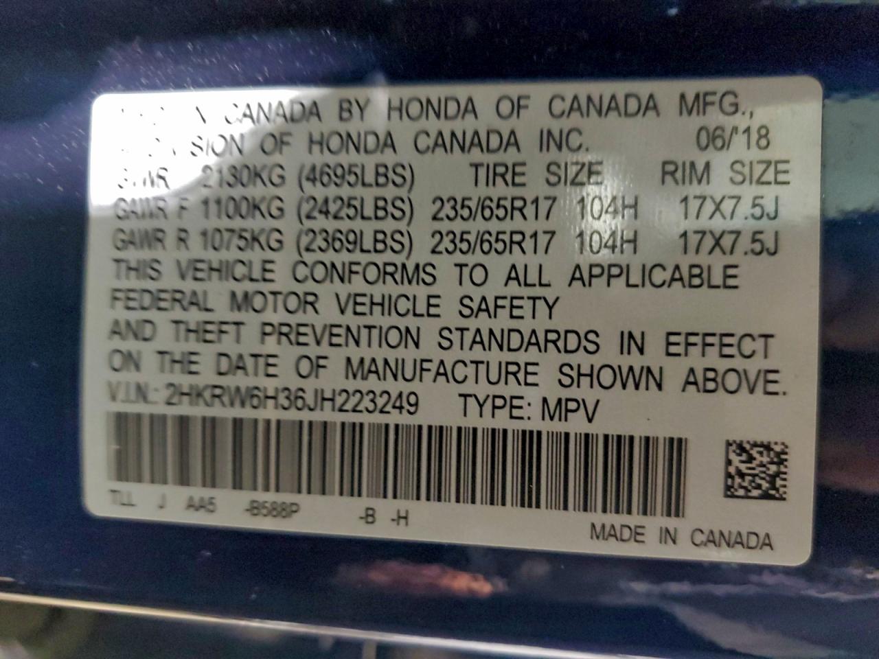 2018 HONDA CR-V LX photo 13