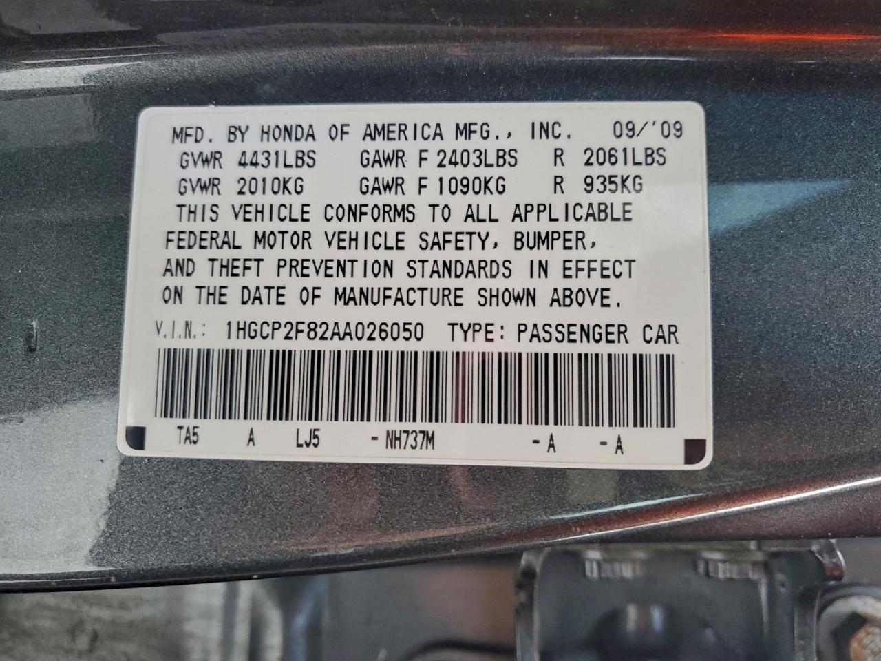 2010 HONDA ACCORD EXL photo 13