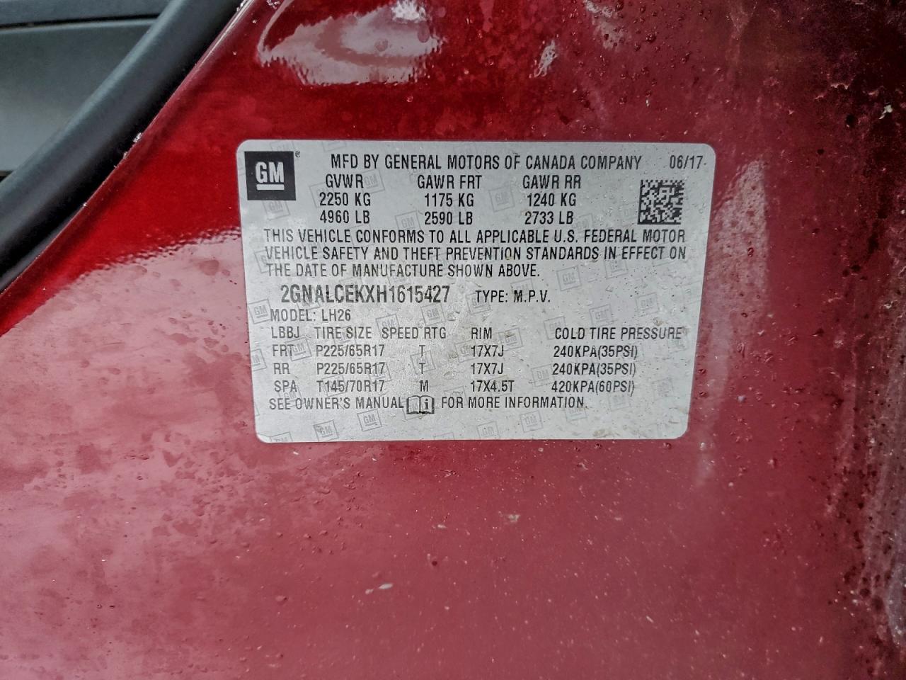 2017 CHEVROLET EQUINOX LT photo 13