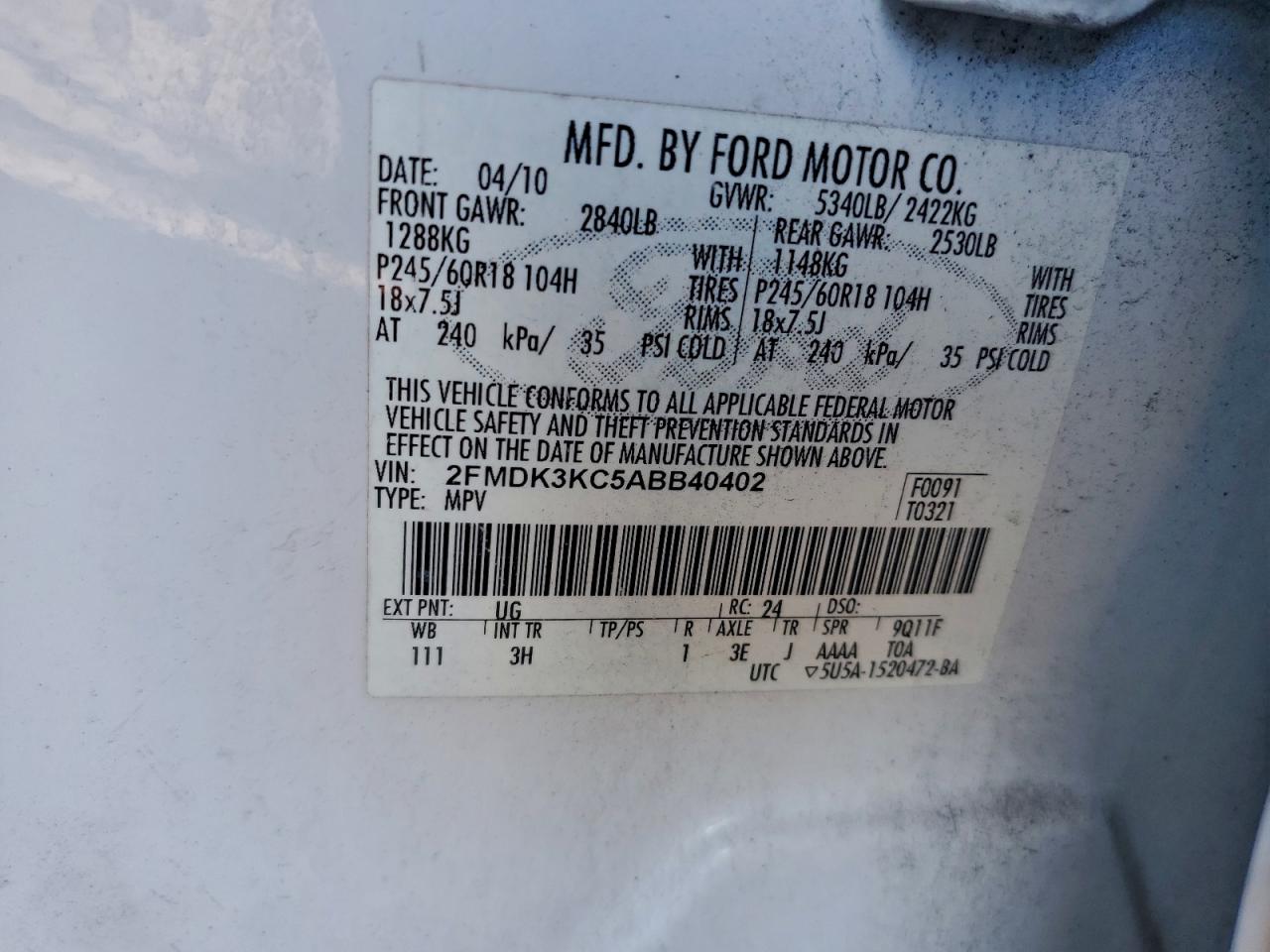 2010 FORD EDGE LIMITED photo 13