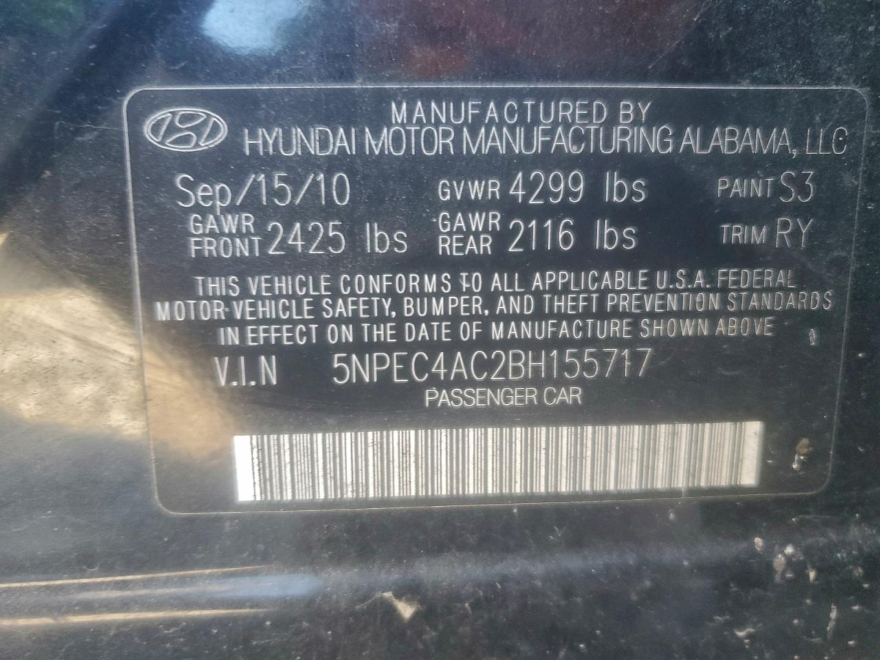 2011 HYUNDAI SONATA SE photo 13