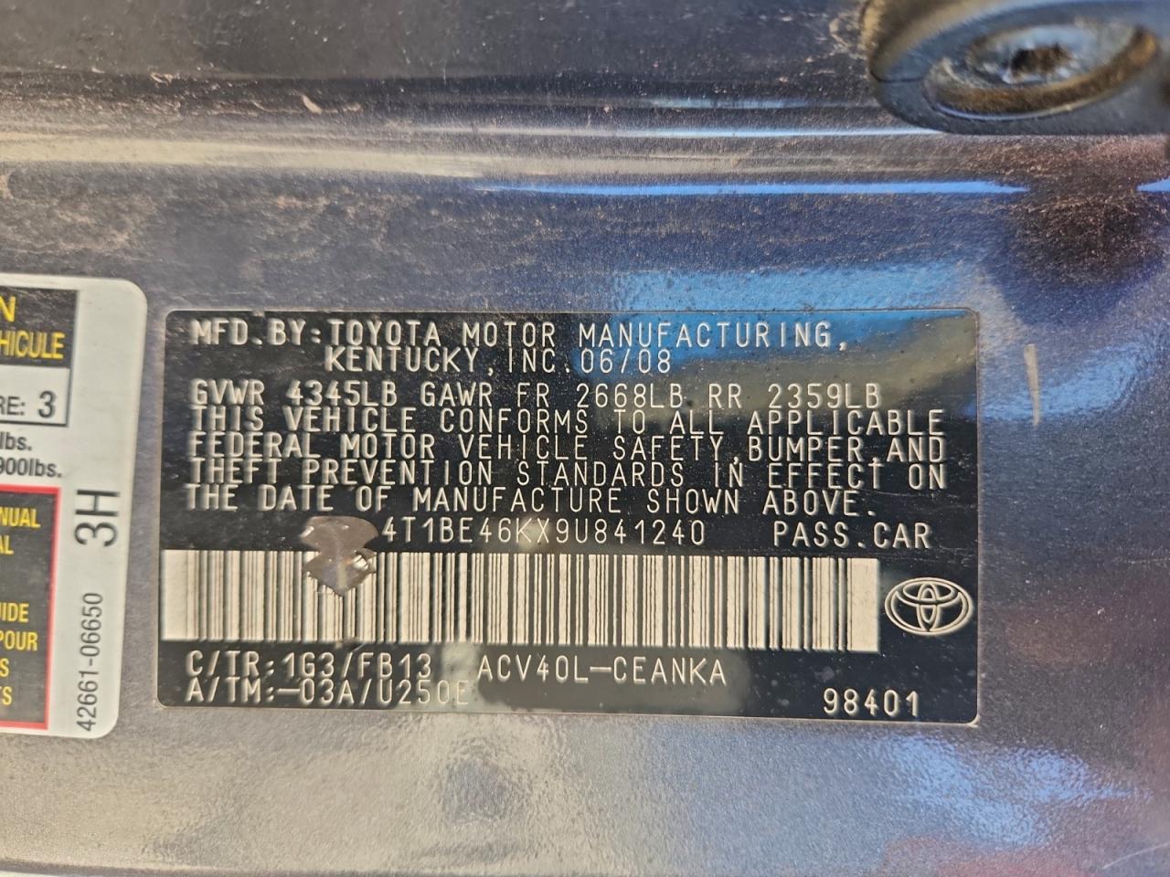 2009 TOYOTA CAMRY BASE photo 13