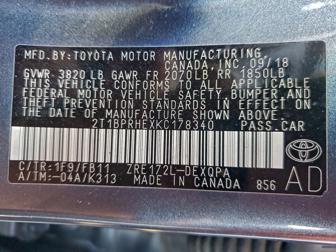 2019 TOYOTA COROLLA LE ECO photo 12