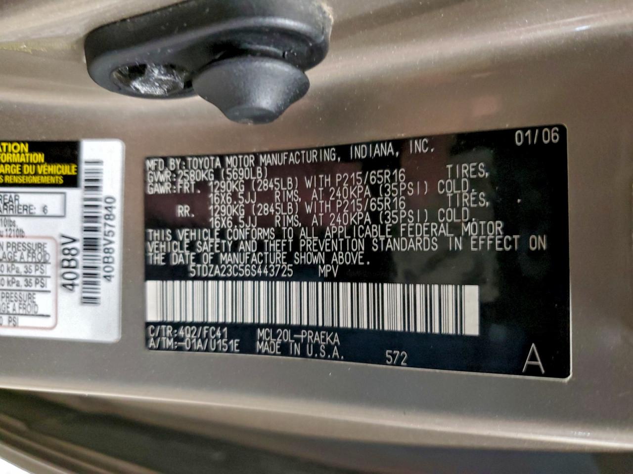 2006 TOYOTA SIENNA CE photo 13