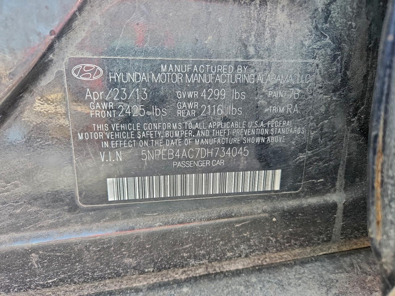 2013 HYUNDAI SONATA GLS photo 12