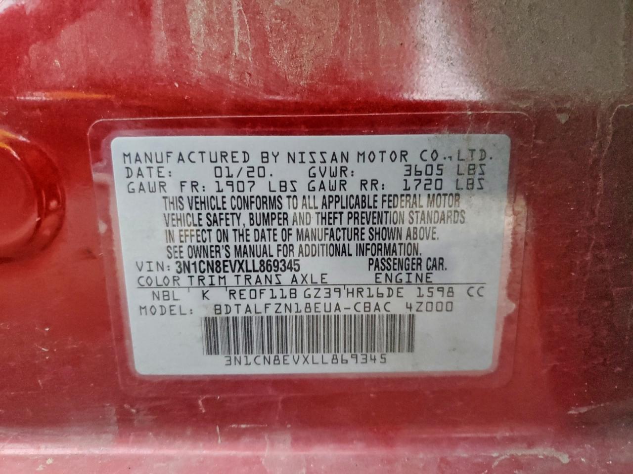 2020 NISSAN VERSA SV photo 12