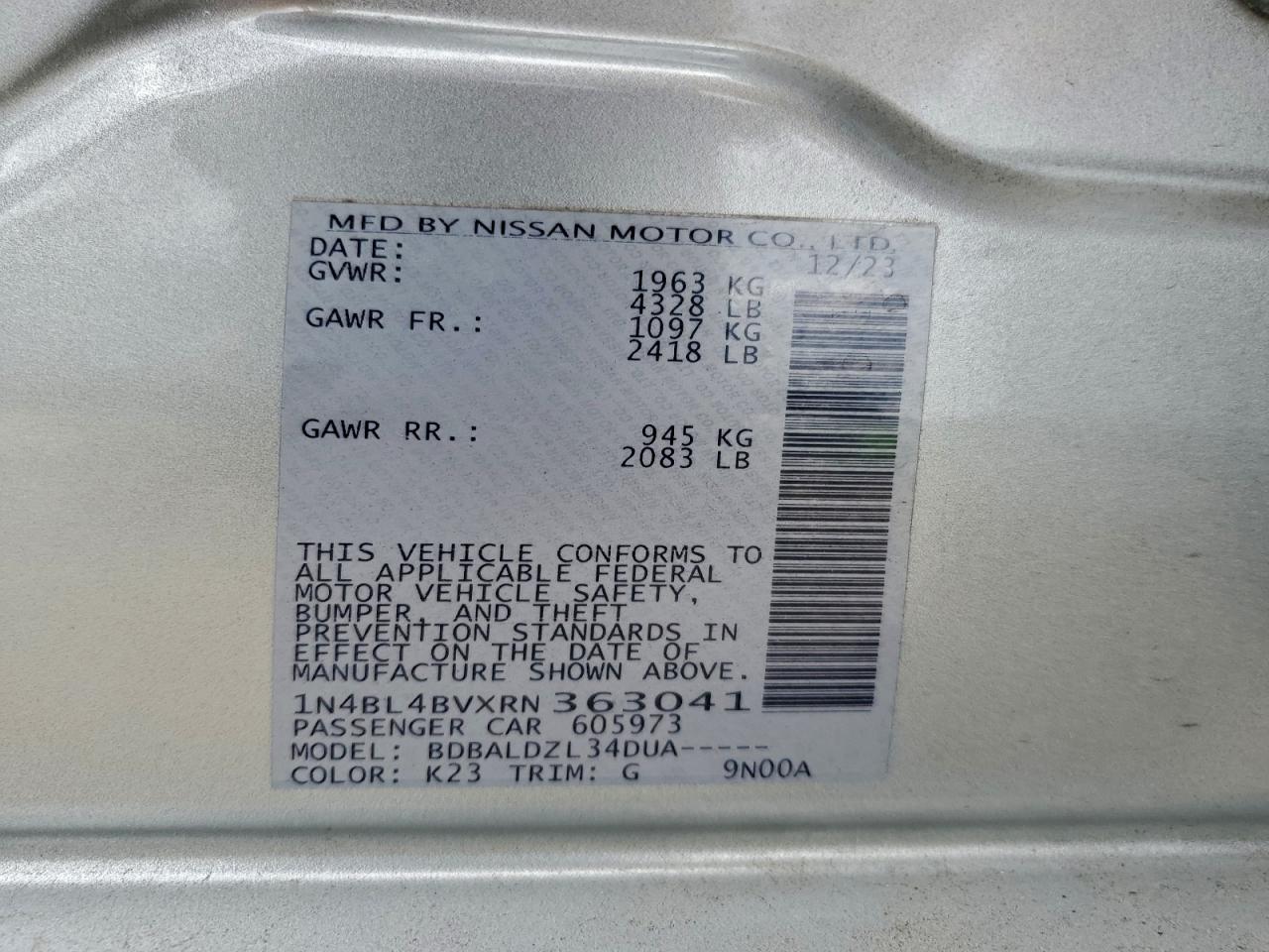 2024 NISSAN ALTIMA 2.5 S photo 12