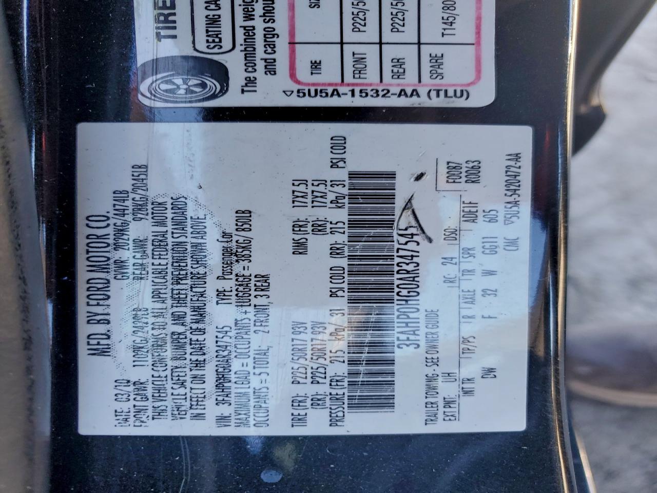 2010 FORD FUSION SE photo 12
