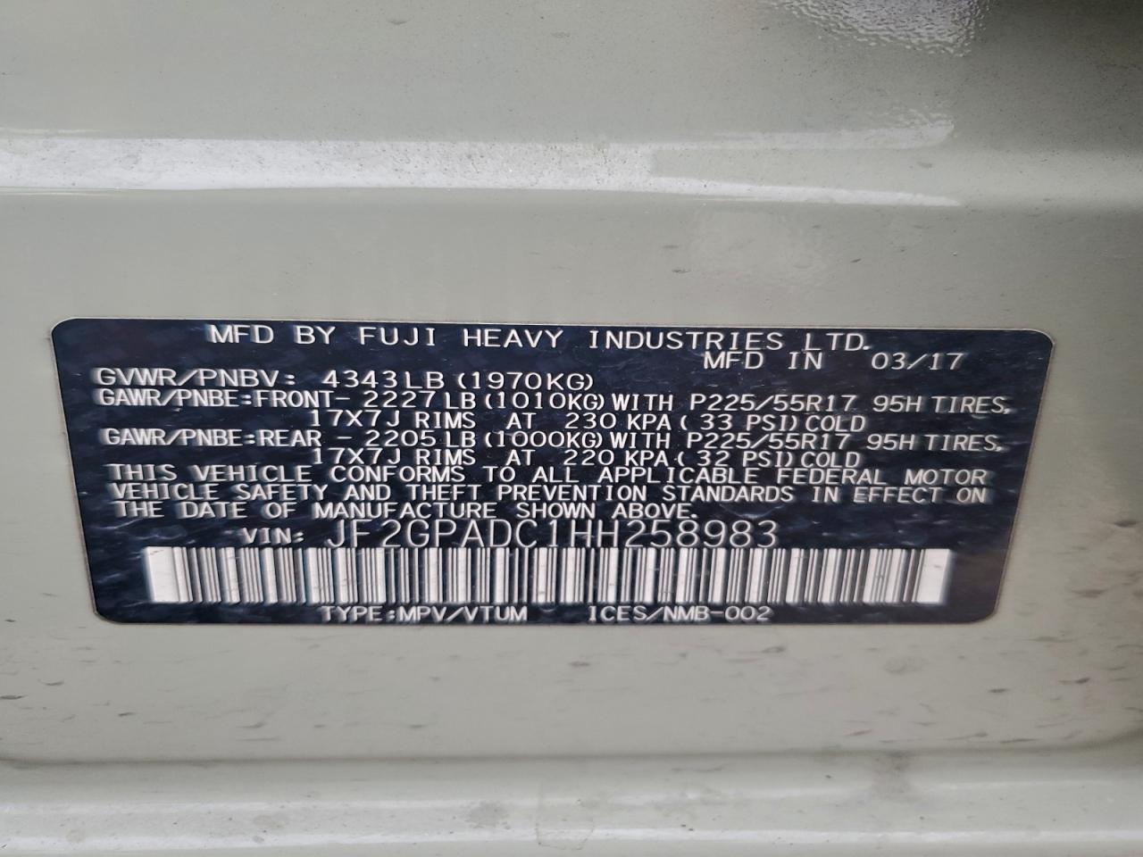 2017 SUBARU CROSSTREK PREMIUM photo 13